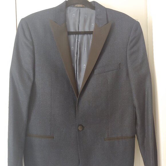 Tuxedo Jacket - Sz 40 - Navy tweed type blue / black lapel - Varvatos Soho Fit - Picture 5 of 13
